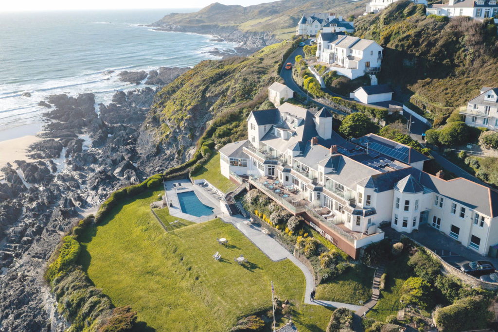 Aerial photo of Watersmeet Hotel Devon hotels