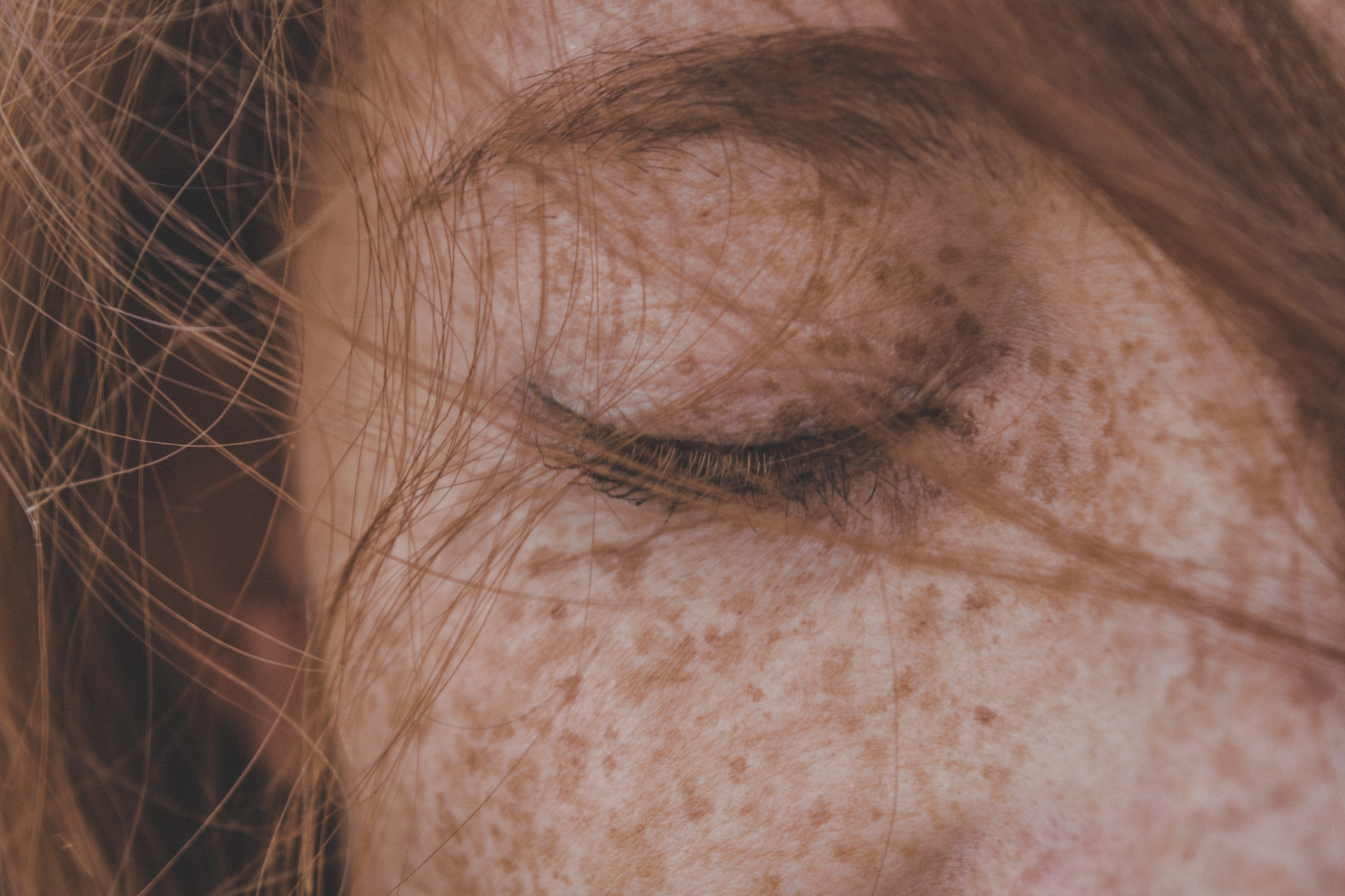 Close up of woman with closed eye